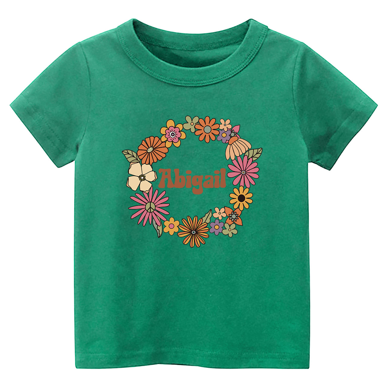 Girls Personalized Name In Floral Wreath Shirt