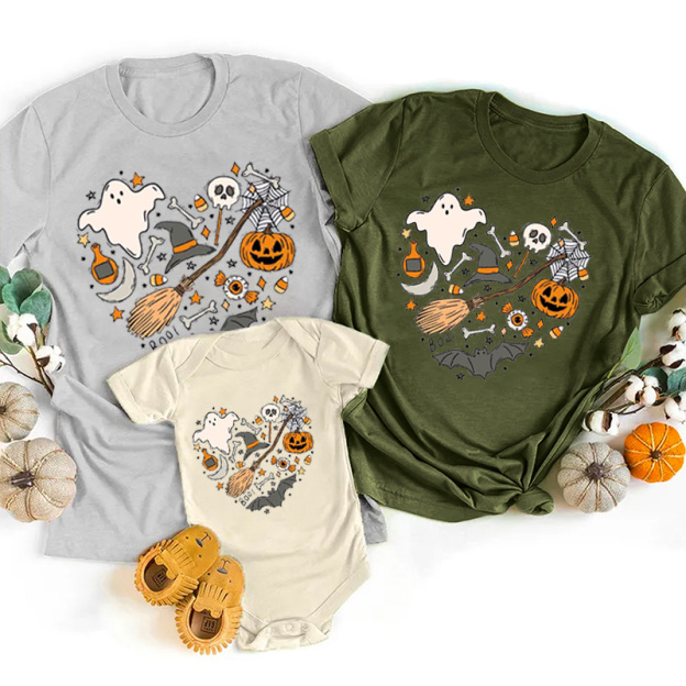 Happy Halloween Heart Doodles Shirt For Family