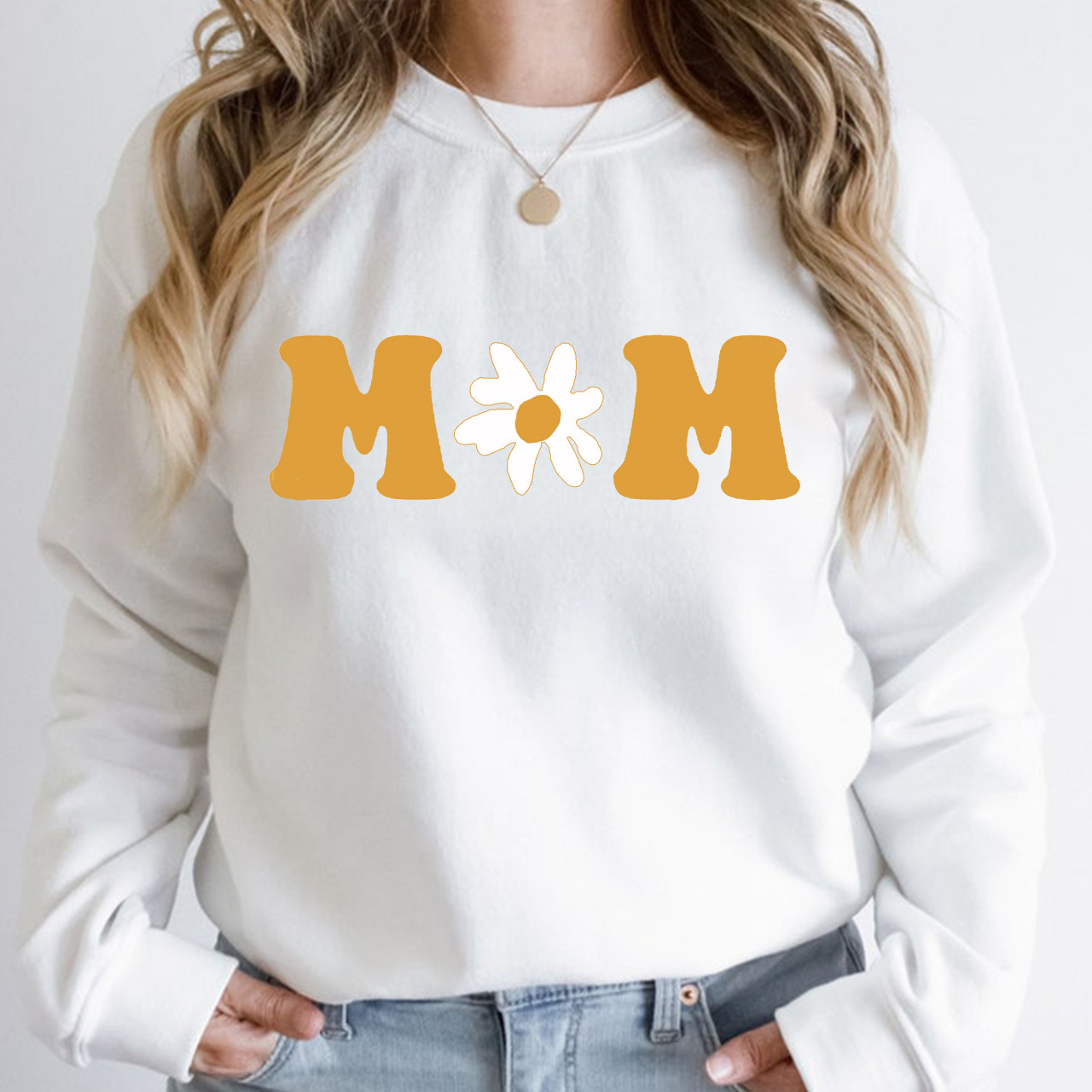 Boho Daisy Sweatshirt For Mama