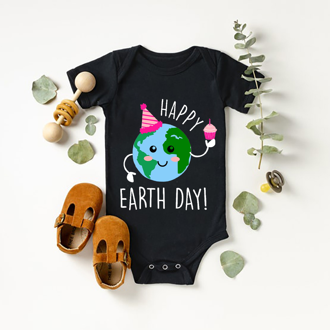 Happy Earth Day With Cake Bodysuit For Baby