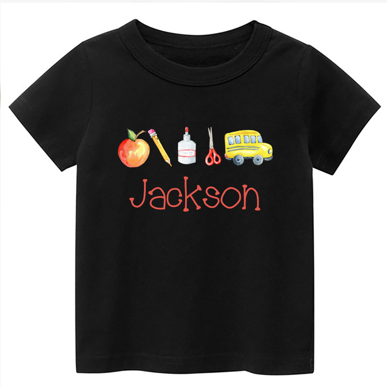Personalized Back To School Kids Monogram Watercolor Shirt