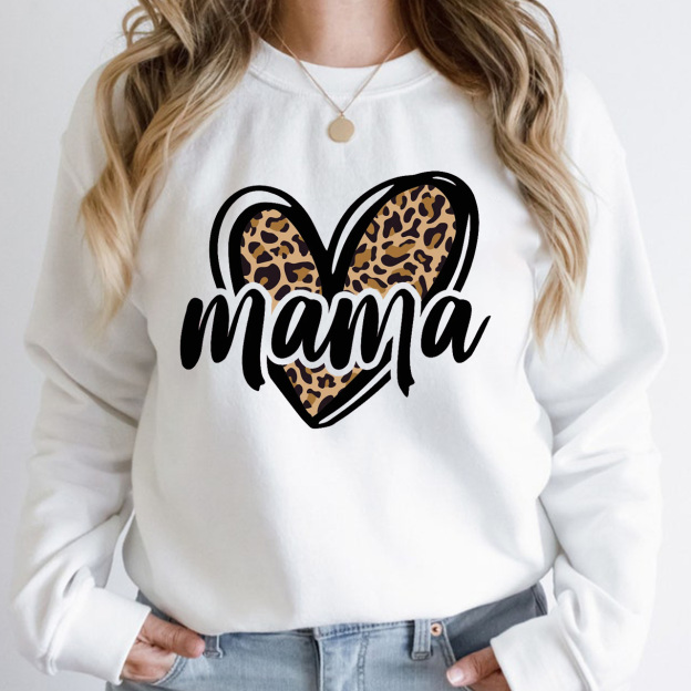 Leopard Print Heart Mom Sweatshirt