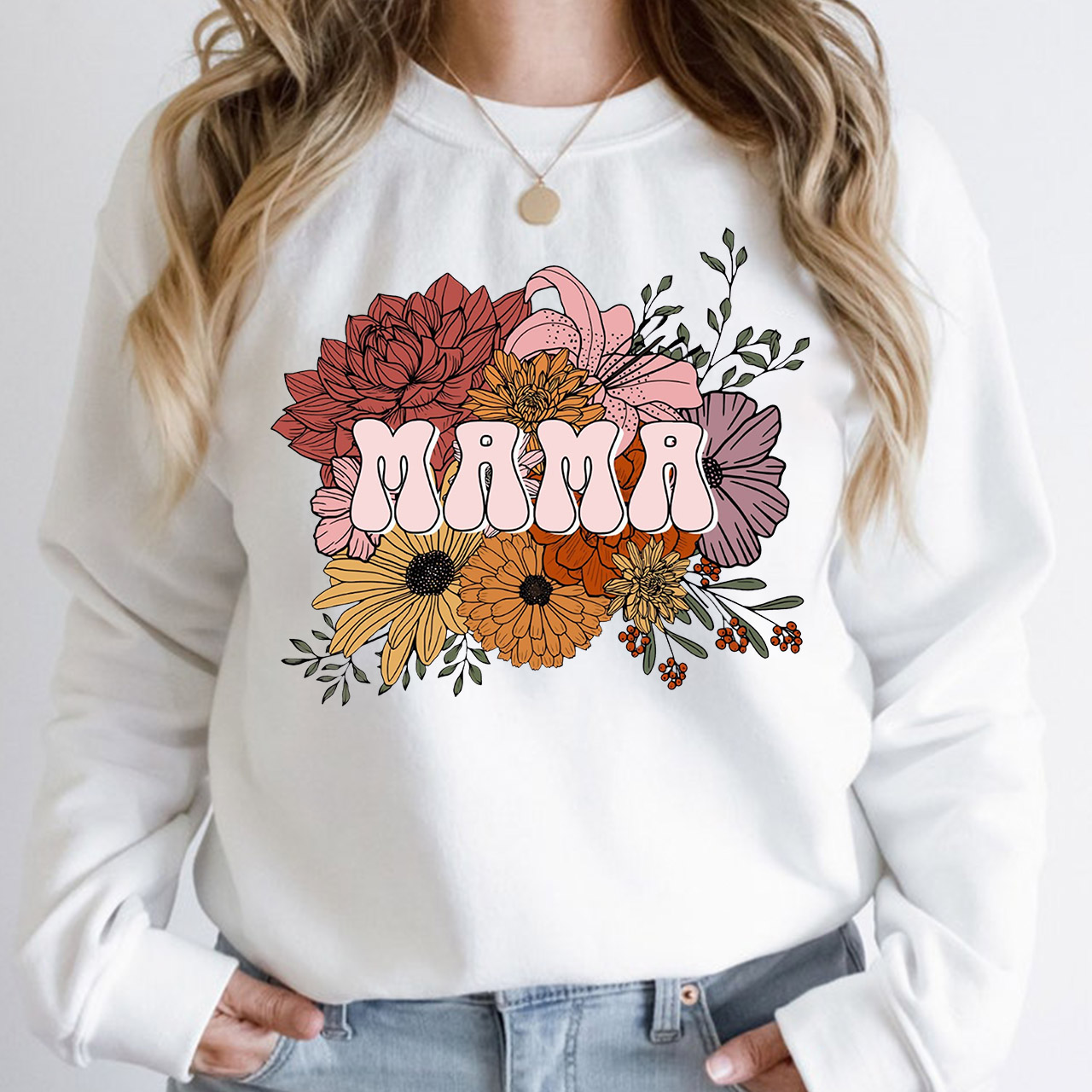New Mom Gift Floral Vintage Sweatshirt