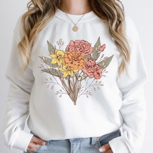 Personalized Birth Flower Family Bouquet Sweatshirt