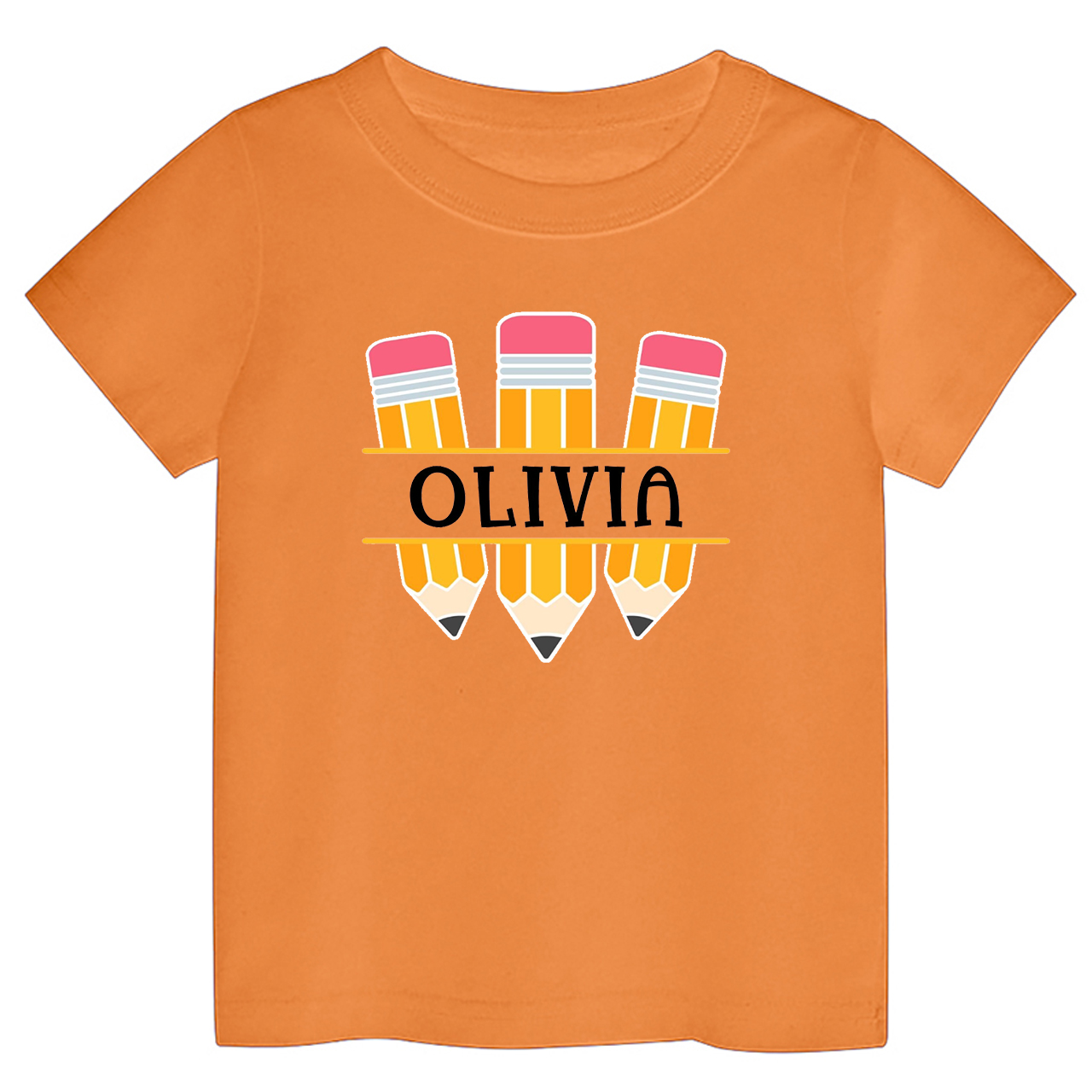 Personalized Name Three Pencil Back To School Kids Shirt