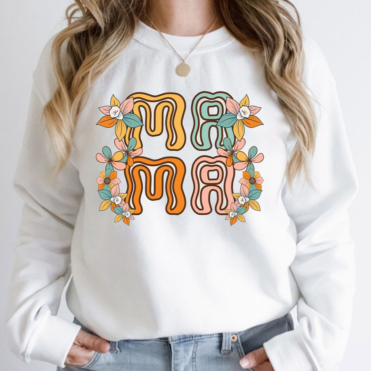 Retro Flowers Vintage Mama Sweatshirt