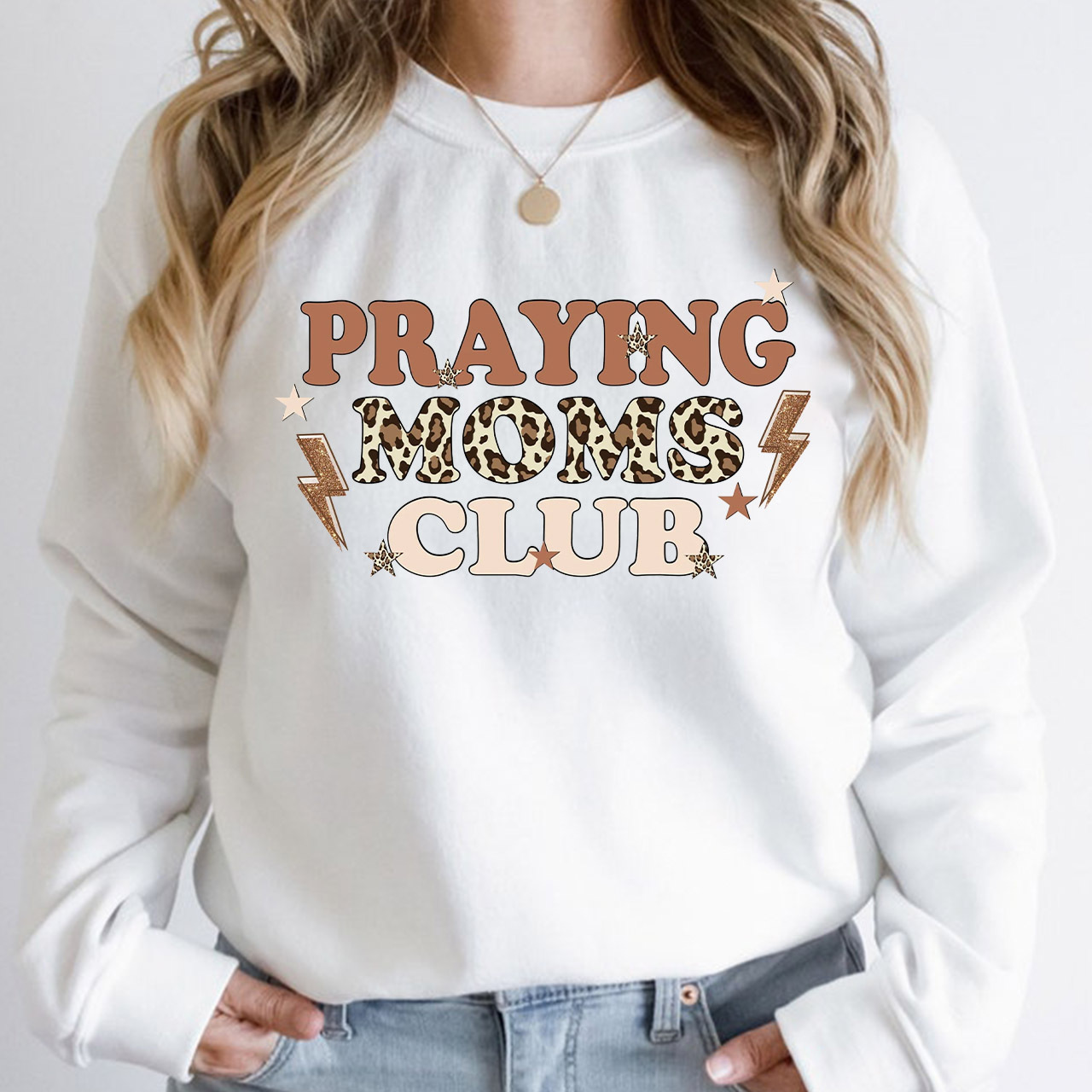 Leopard Print  Praying Moms Club Sweatshirt