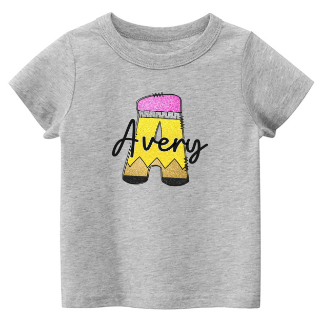 Monogram Pencil Back To School Kids Shirt