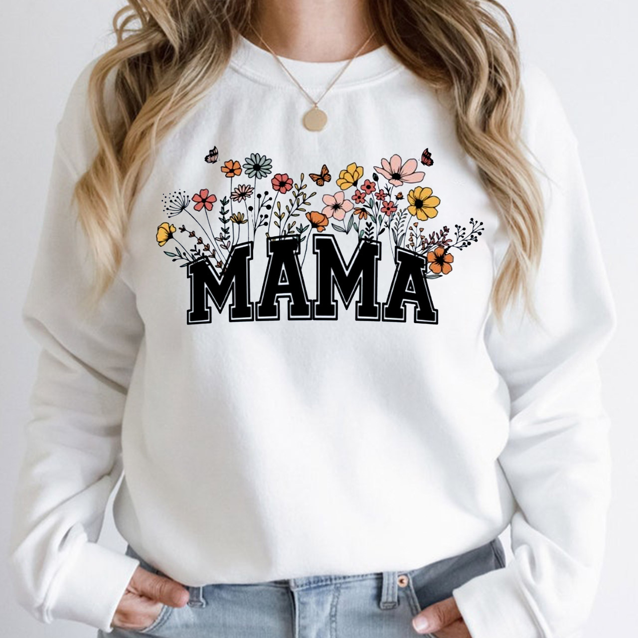 Mama With Wildflowers Gift Sweatshirt
