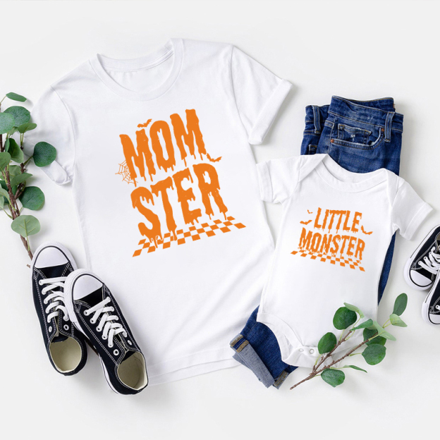 Halloween Momster Dadcula Checkerboard Family Matching Shirts