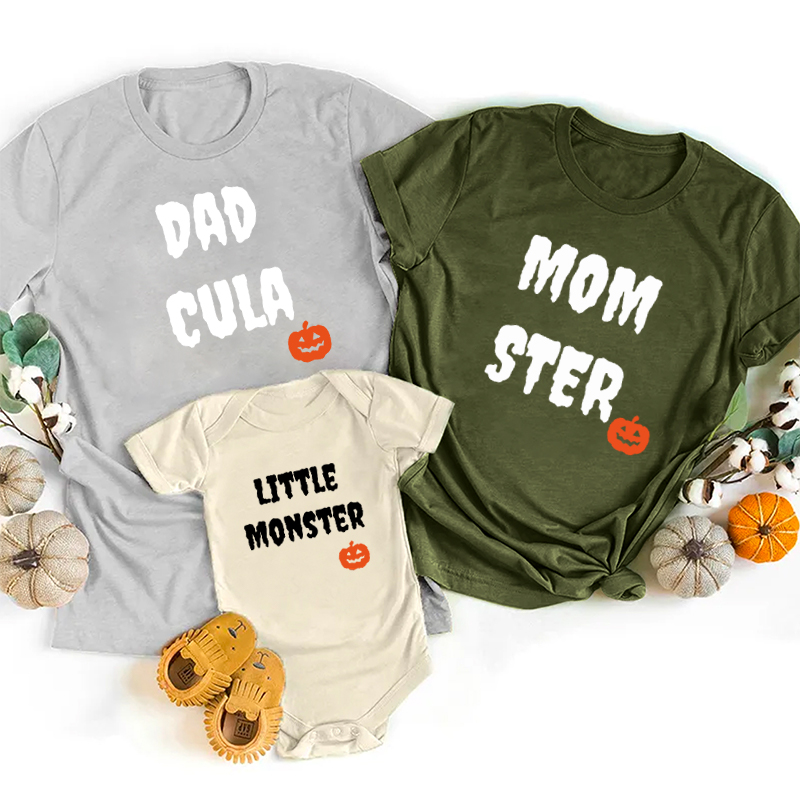 Halloween Momster Dadcula Pumpkin Family Matching Shirts