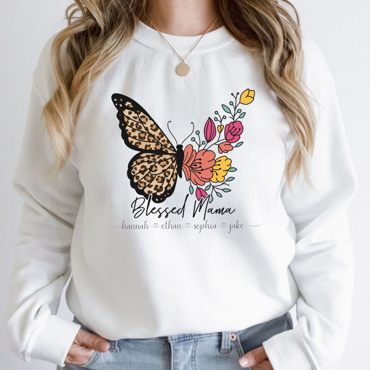 Personalized Kids Name Blessed Mama Sweatshirt For Mom