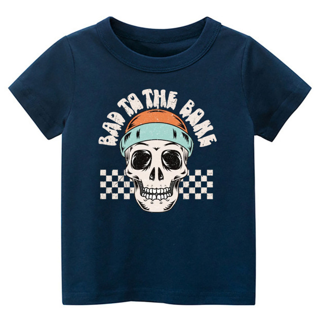Bad To The Bone Skull Halloween Toddler Shirt
