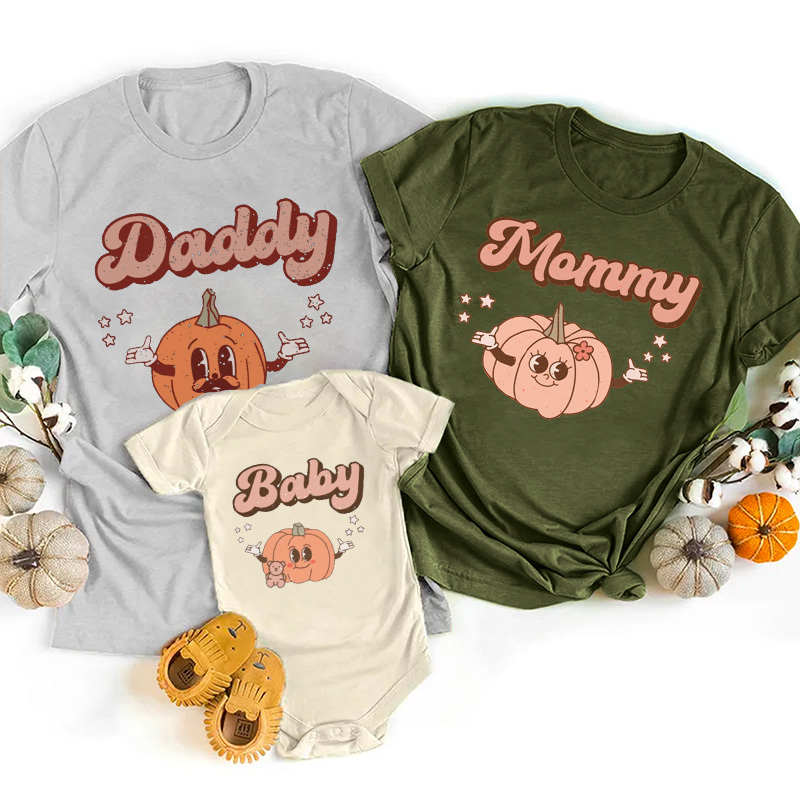 Retro Family Pumpkin Group Halloween Shirts