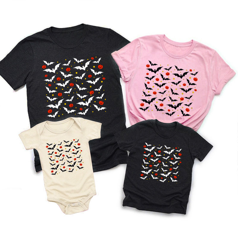 Halloween Bats And Pumpkins Matching Family Tees
