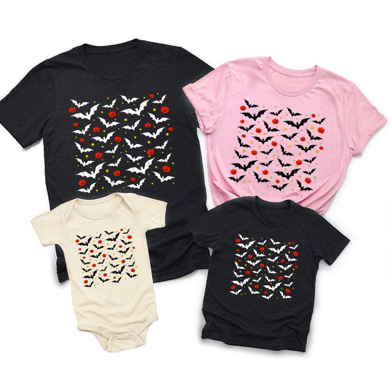Halloween Bats And Pumpkins Matching Family Tees