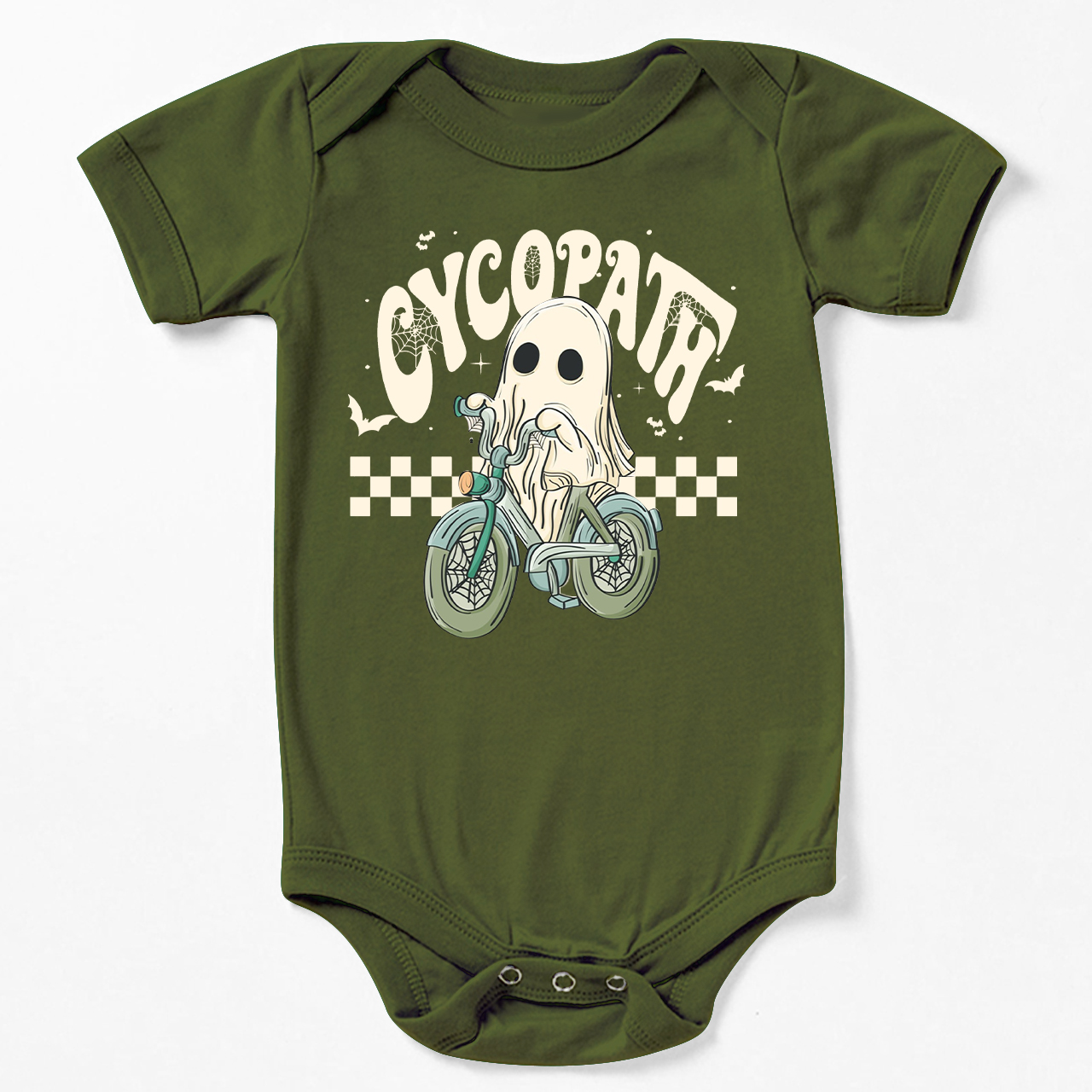 Funny Ghost On Bike Baby Halloween Bodysuit