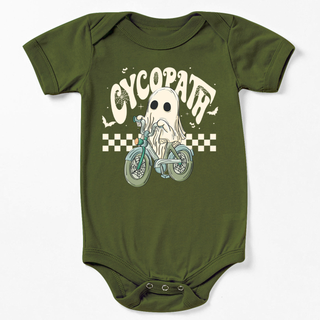 Funny Ghost On Bike Baby Halloween Bodysuit