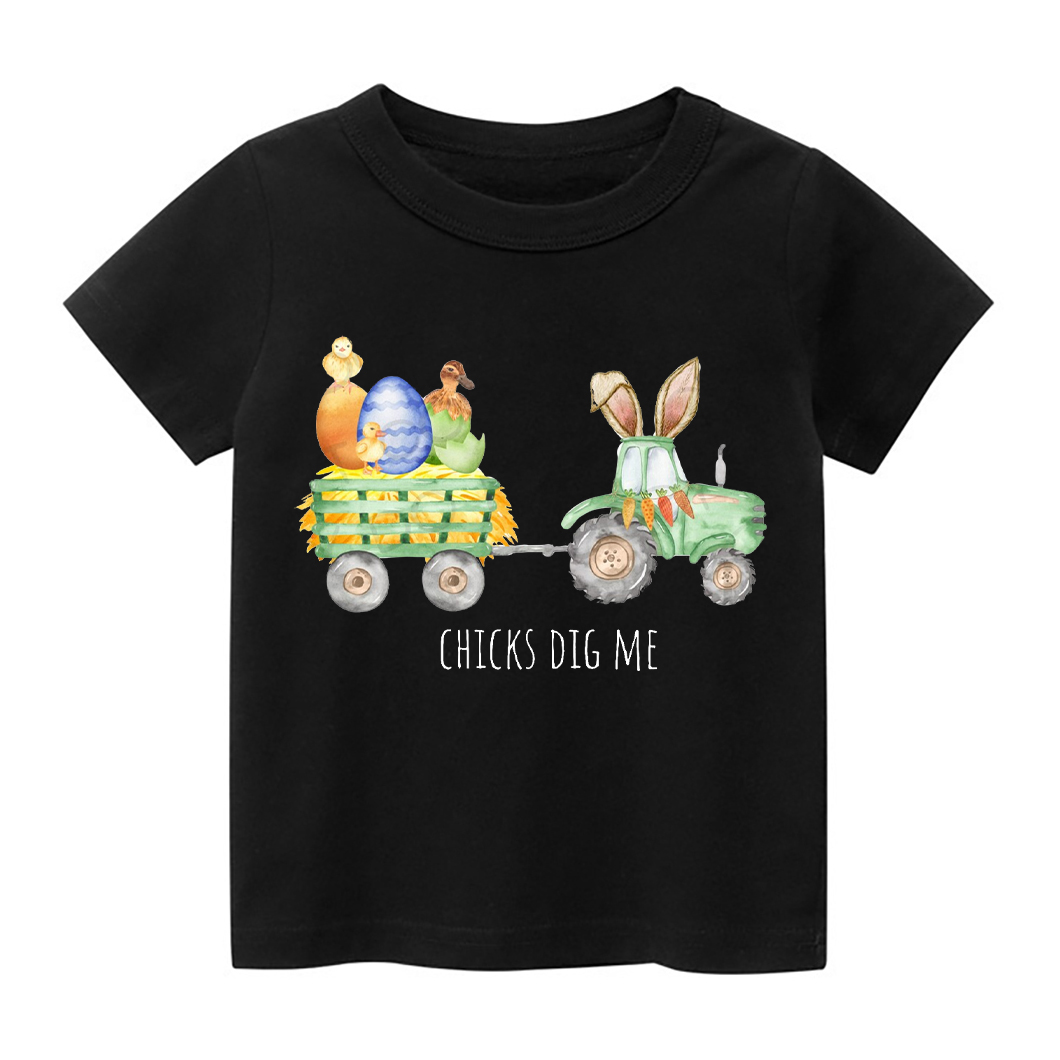 Chicks Dig Me Easter Tractor Easter Toddler Shirt