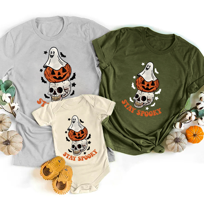 Stay Spooky Ghost Pumpkin Halloween Matching Shirts