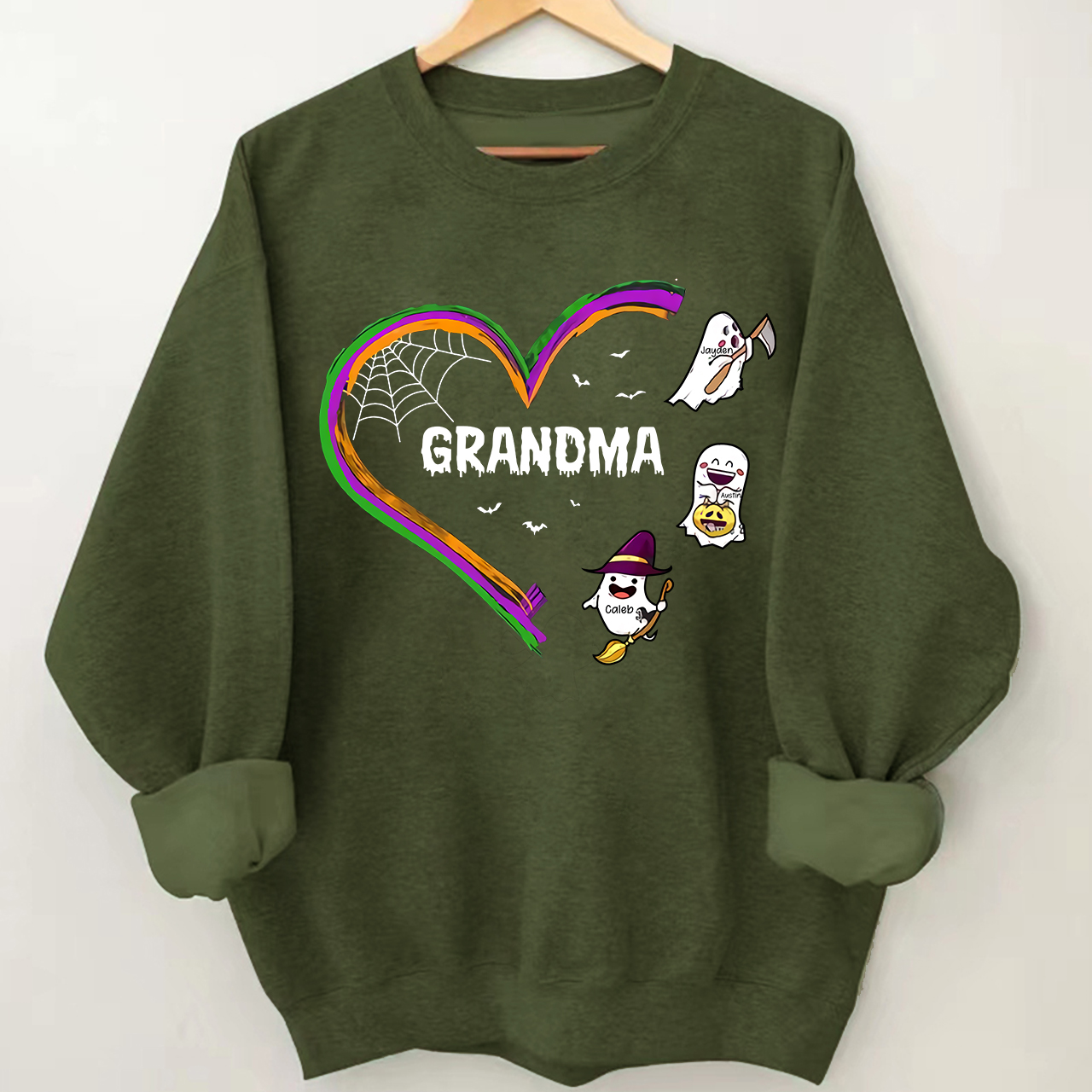 Personalized Halloween Hart Sweatshirt With Kids Name