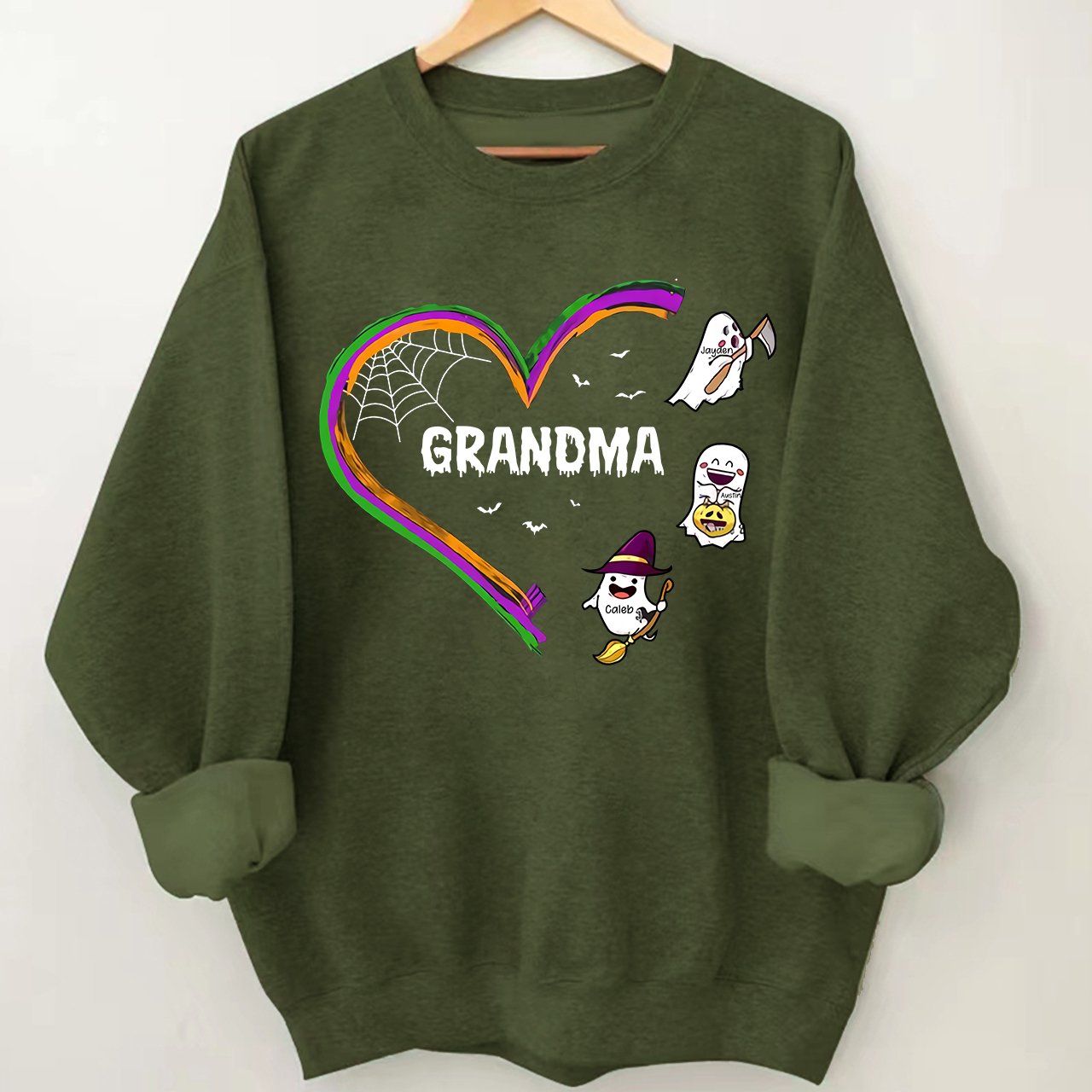 Personalized Halloween Hart Sweatshirt With Kids Name