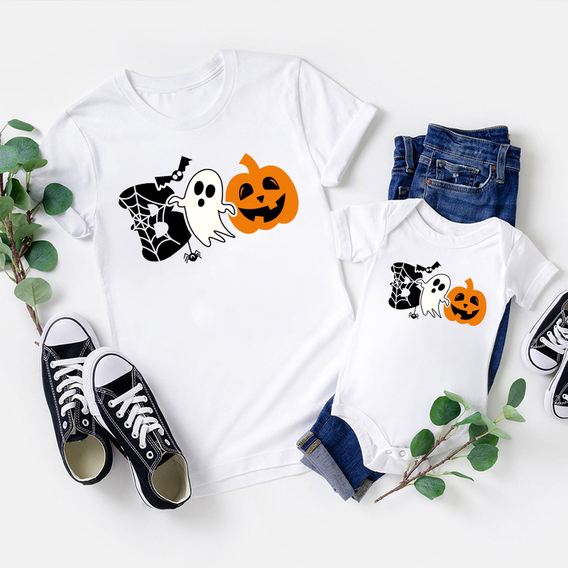Halloween Boo Ghost Pumpkin Family Matching Shirts