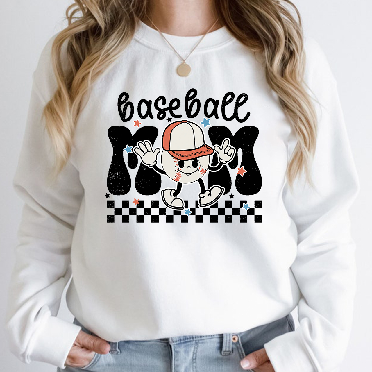 Retro Game Day Baseball Mom Sweatshirt