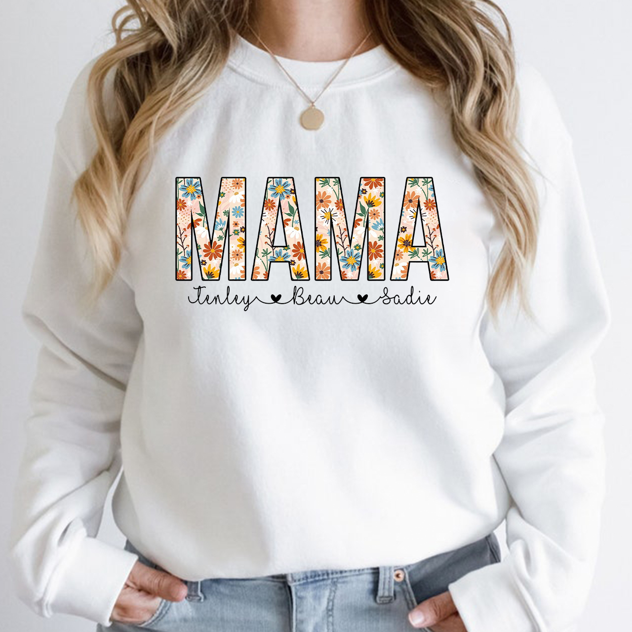 Custom  Mom Sweatshirt With Kids Names