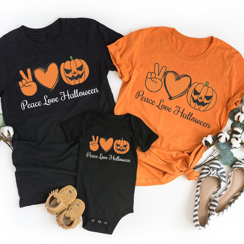 Peace Love Halloween Family Matching Shirts