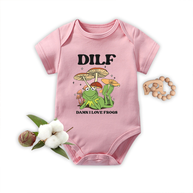 Damn I Love Frogs Dilf Bodysuit For Baby