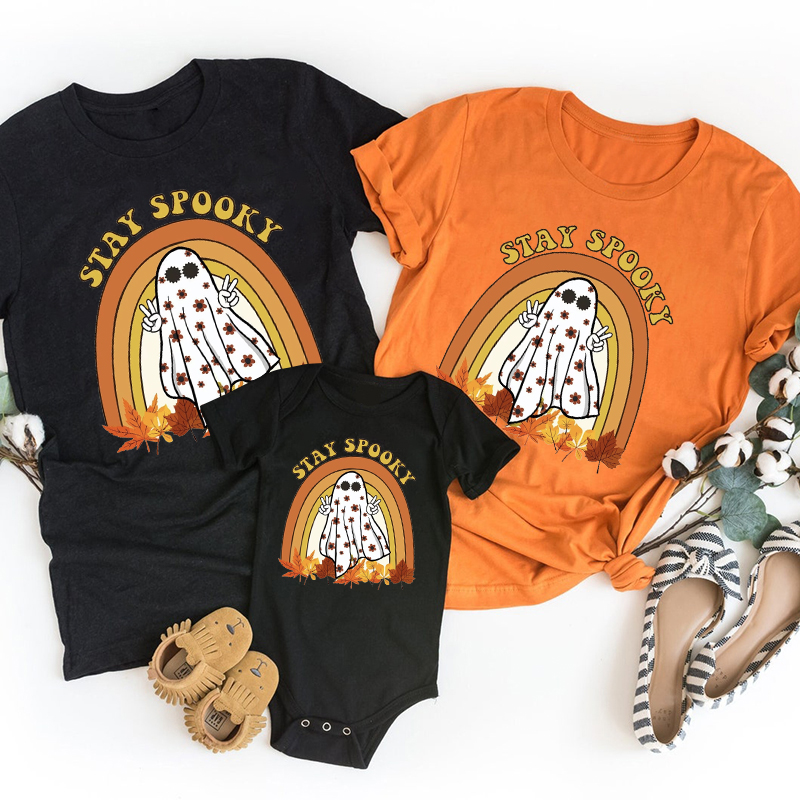 Maple Leaf Spooky Season Halloween Family Matching Shirts