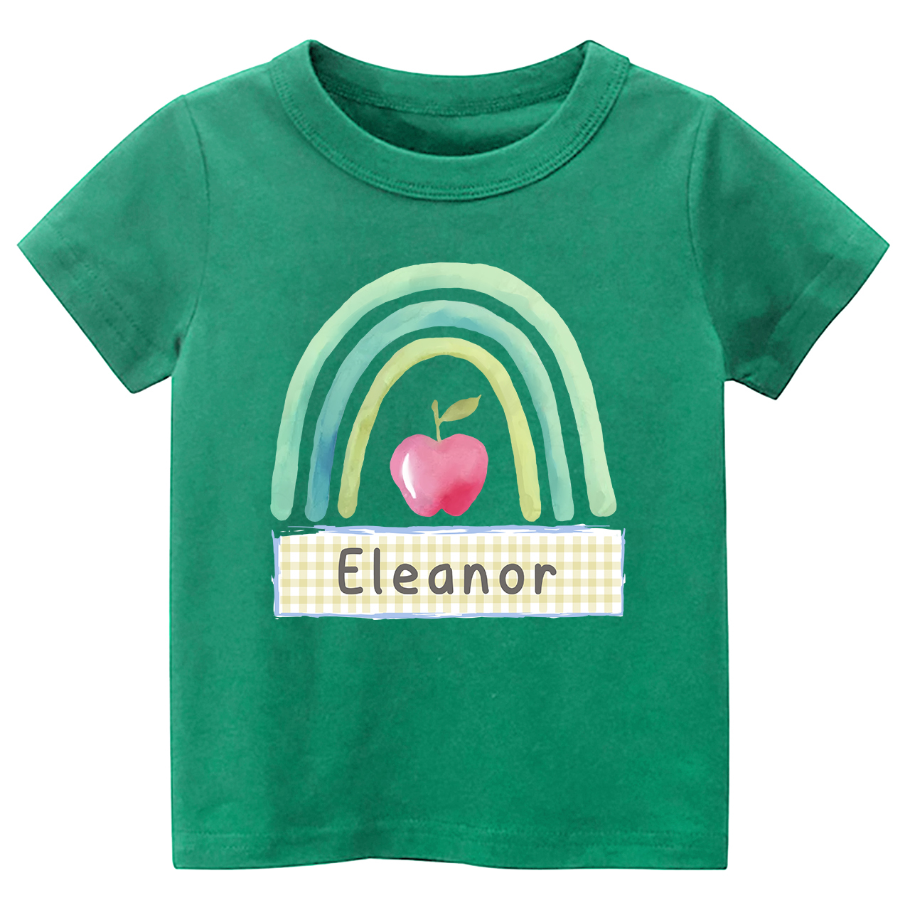 Personalized Apple Rainbow Name Monogram Kids Shirt