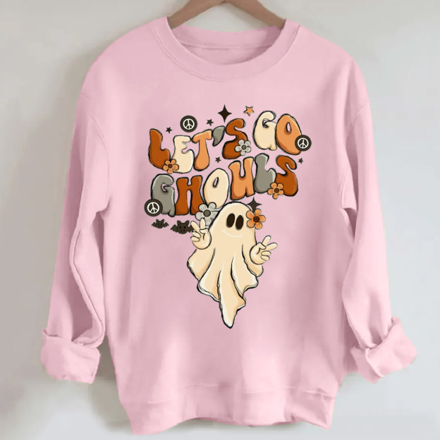 Vintage Halloween Sweatshirt-Lets Go Ghouls