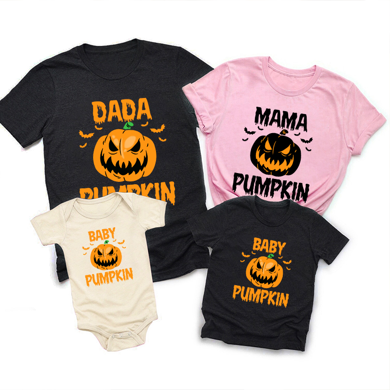 Personalized Funny Pumpkin Matching Family Halloween T-Shirts