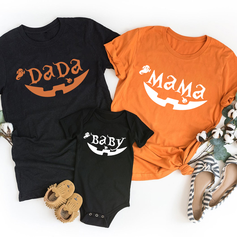 Ghost Pumpkin Halloween Personalized Family  Matching Shirts