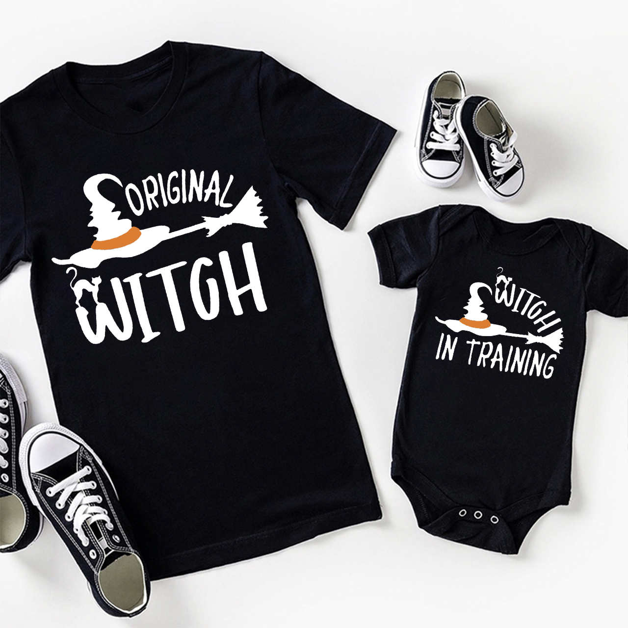 Original Witch & Witch in Training  Matching Halloween Shirts