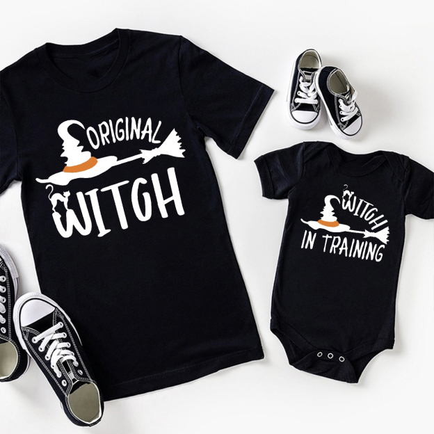 Original Witch & Witch in Training  Matching Halloween Shirts
