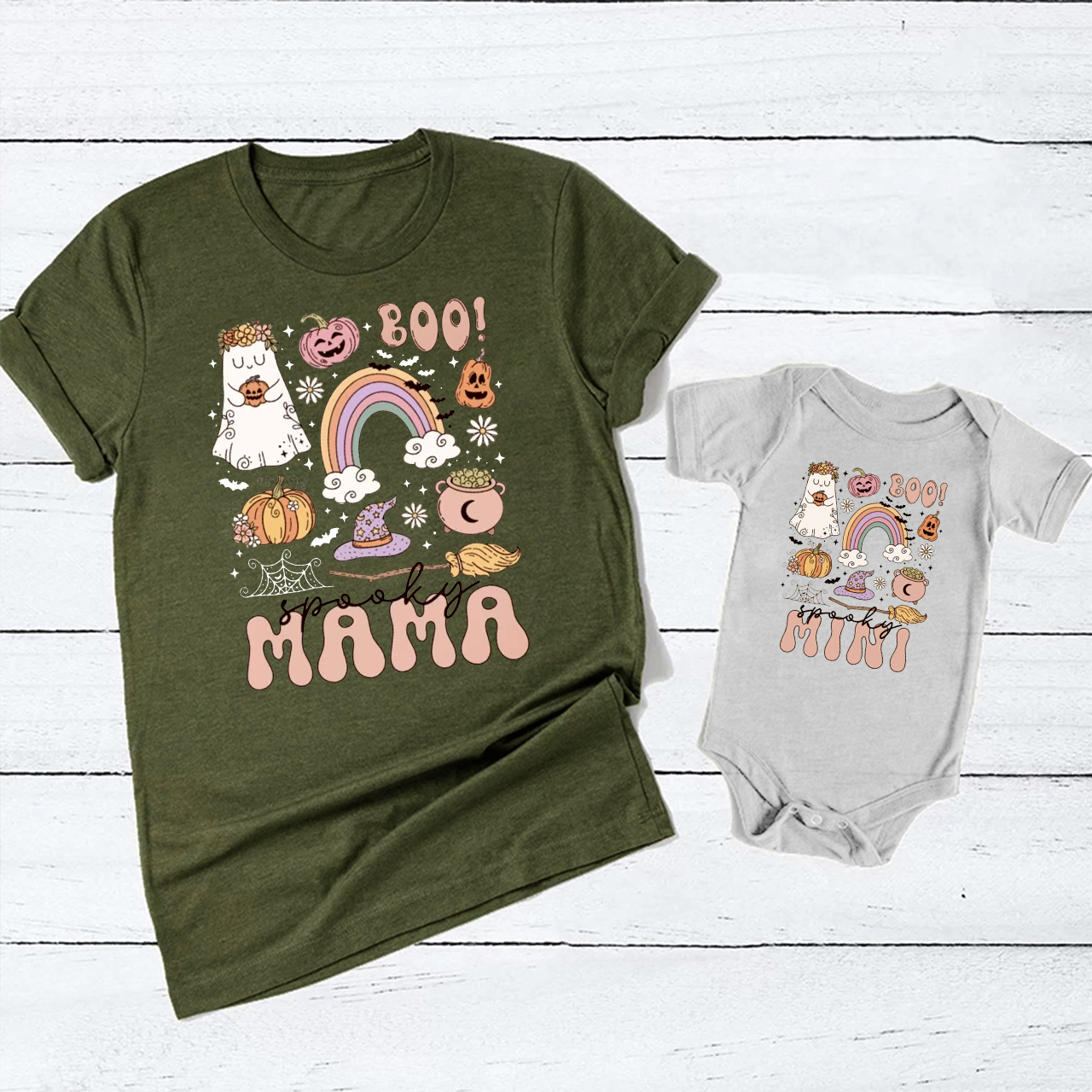 Spooky Rainbow Halloween Family Matching Shirts