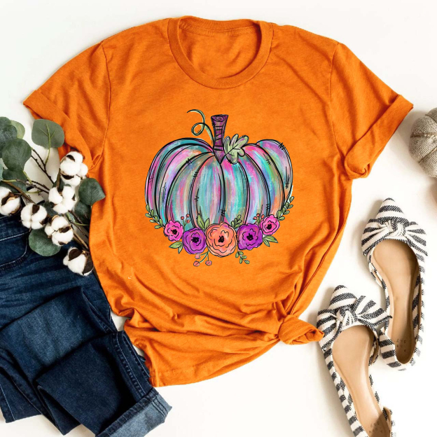Watercolor Pumpkin Cute Fall T-shirts