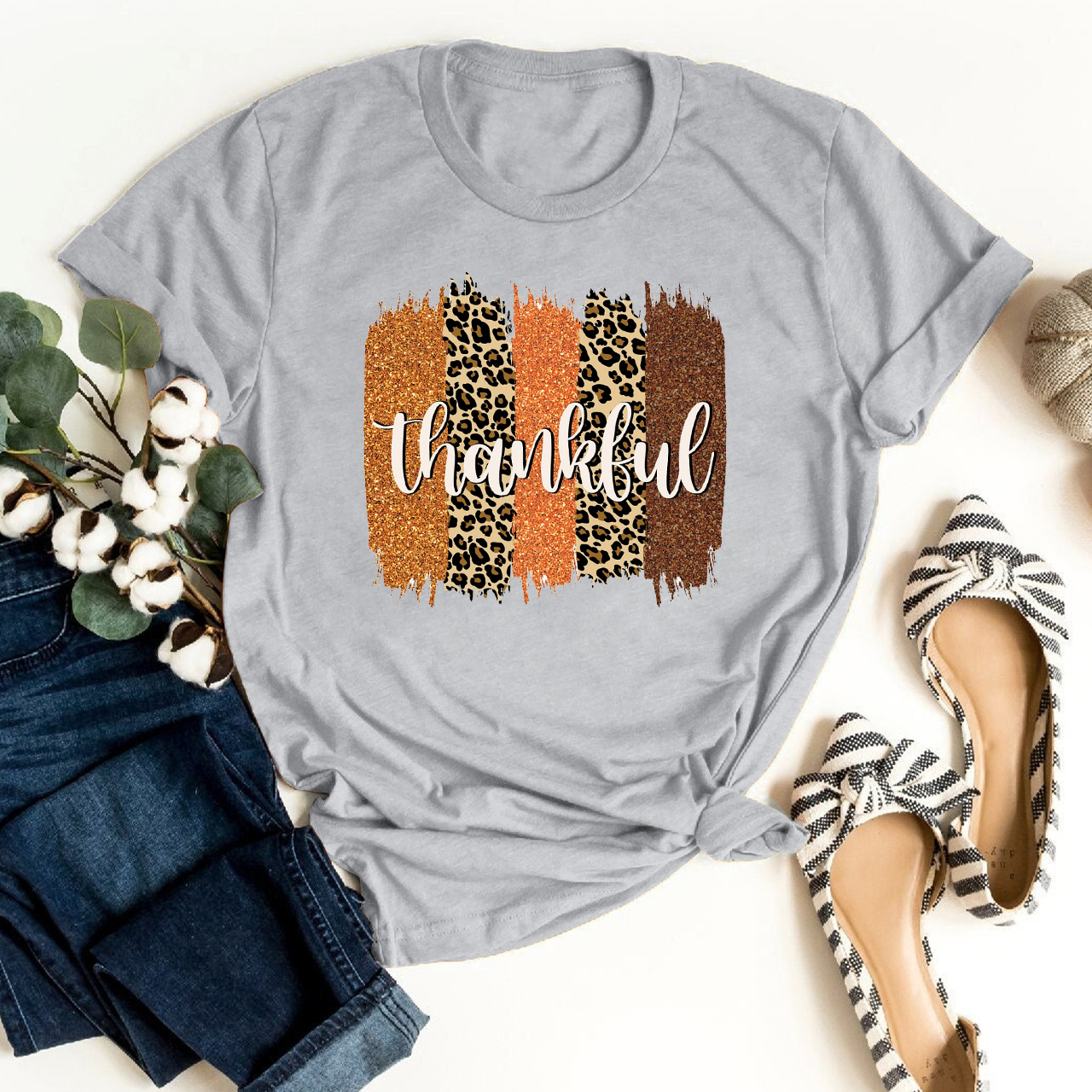 Leopard Thankful Fall Shirts