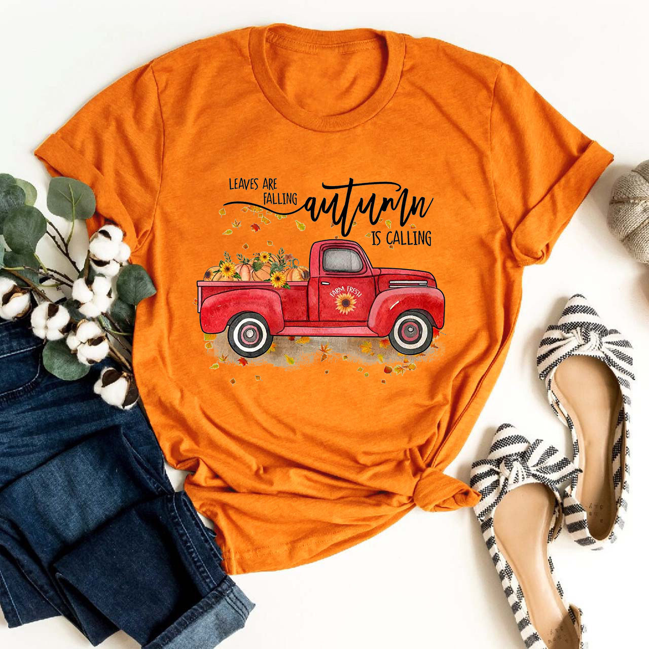 Leaves Are Falling Red Truck Fall Tees