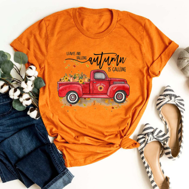 Leaves Are Falling Red Truck Fall Tees