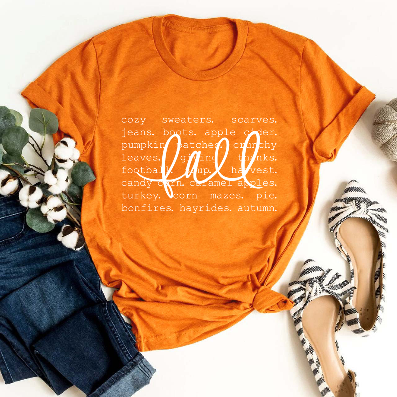 Cute Fall Graphic Words Shirts For Her