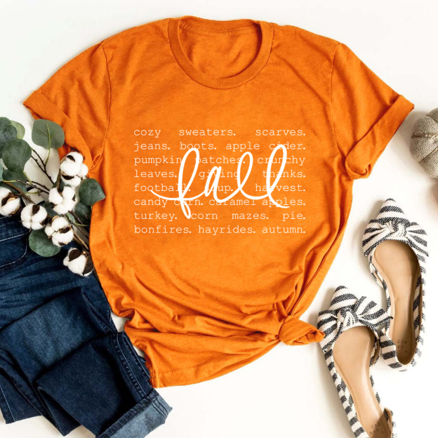 Cute Fall Graphic Words Shirts For Her
