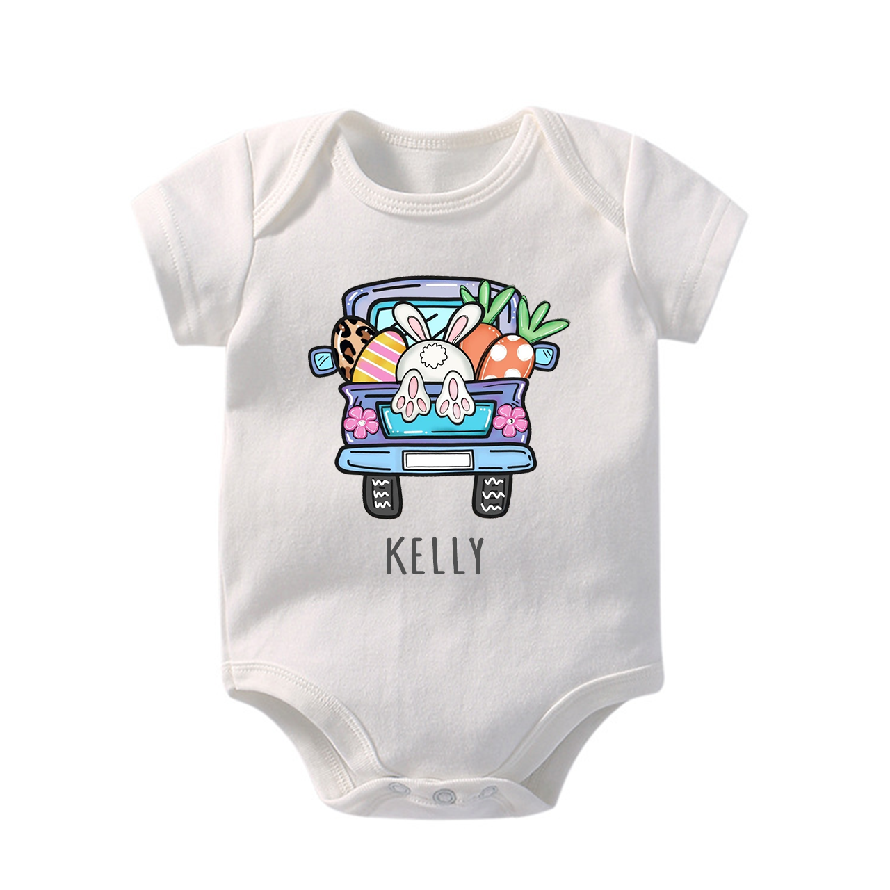 Personalized Easter truck With Baby Name Bodysuit