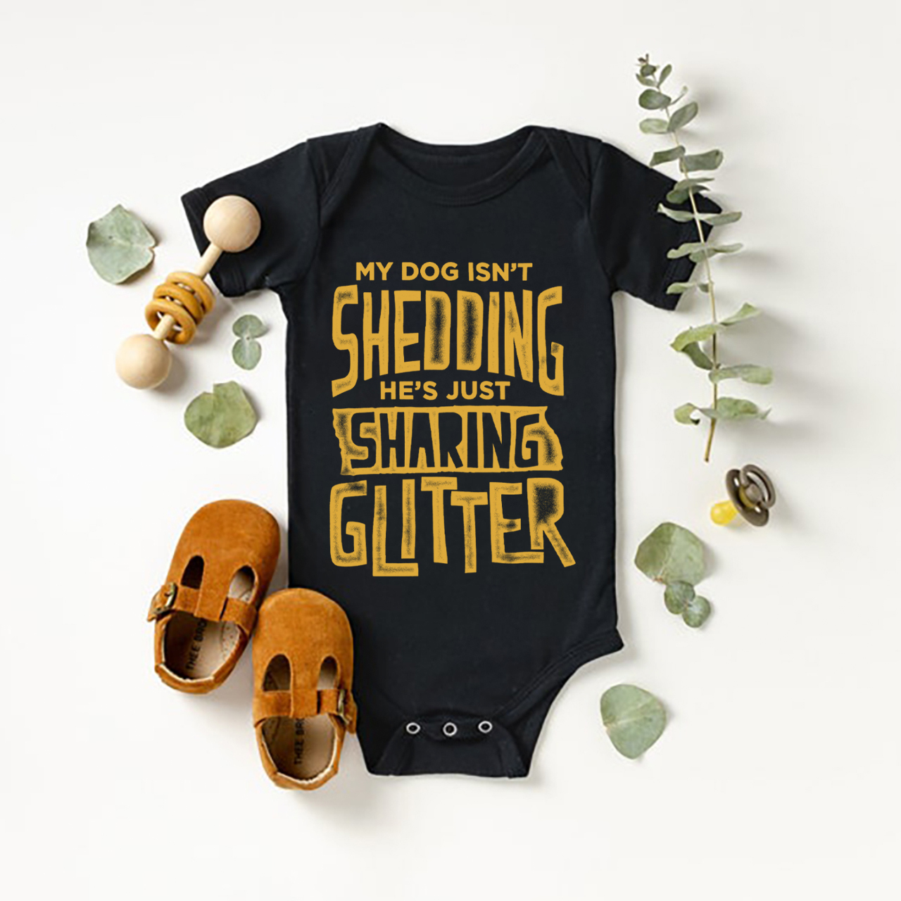 Glitter Dog  Bodysuit For Baby