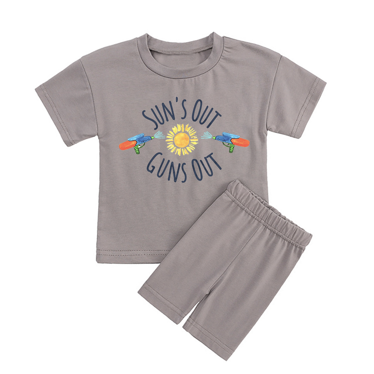 Sun's Out Cuns Out Kids Peach Boho Biker Shorts&Tee