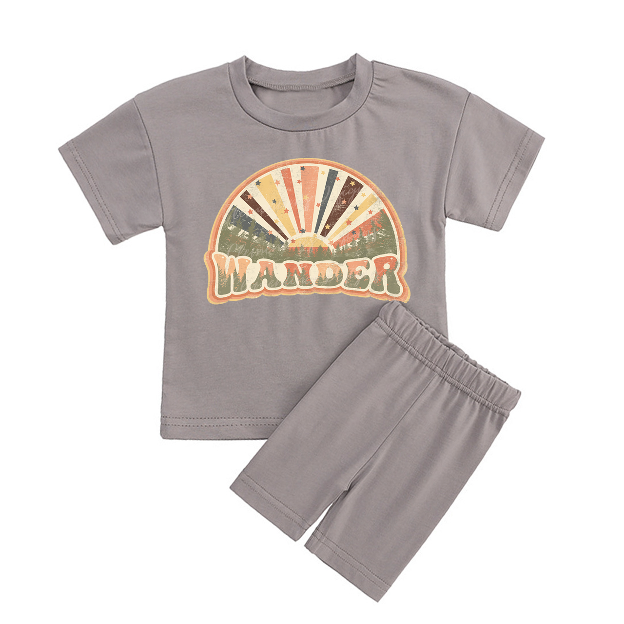 Wander Kids Peach Boho Biker Shorts&Tee