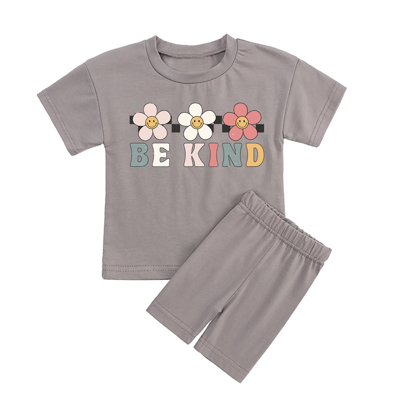 Be Kind Florals Kids Biker Shorts&Tee